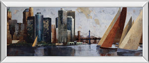 Arriving At Manhattan By Marti Bofarull 18X42 Mirror Frame Print