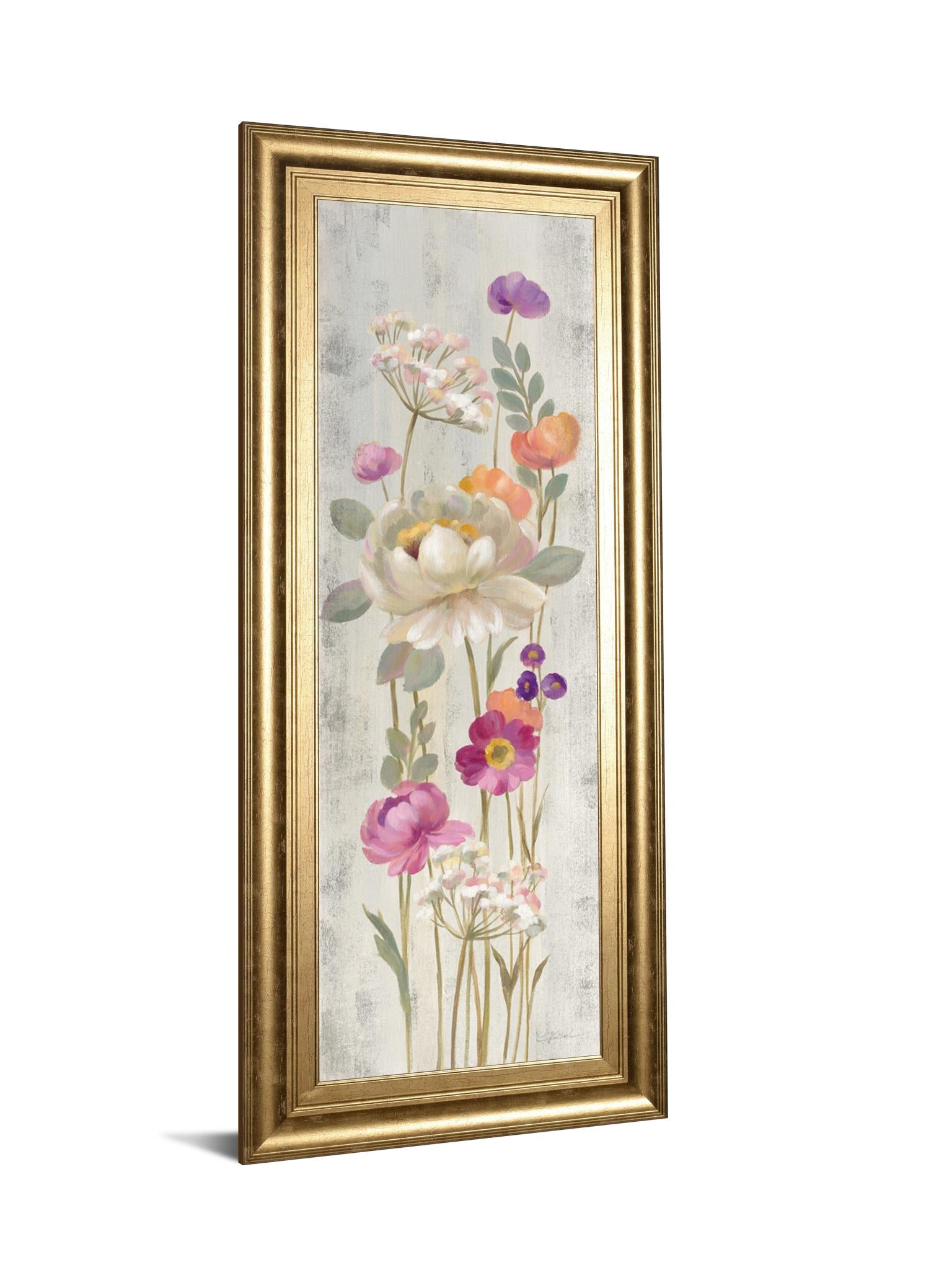 Retro Floral Ii By Silvia Vassileva 18X42 Framed Print