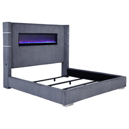Tisdall Upholstered Cal King Flame Visualizer Bed Black