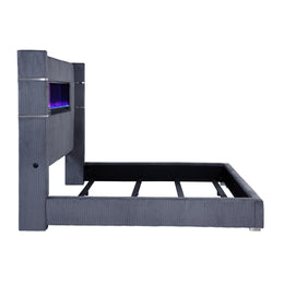 Tisdall Upholstered Cal King Flame Visualizer Bed Black