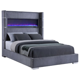 Tisdall Upholstered Cal King Flame Visualizer Bed Black