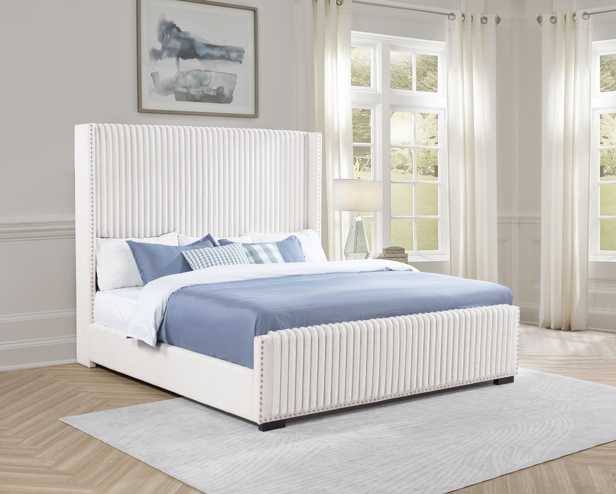 Natasha 65-inch Upholstered California King Bed Cream