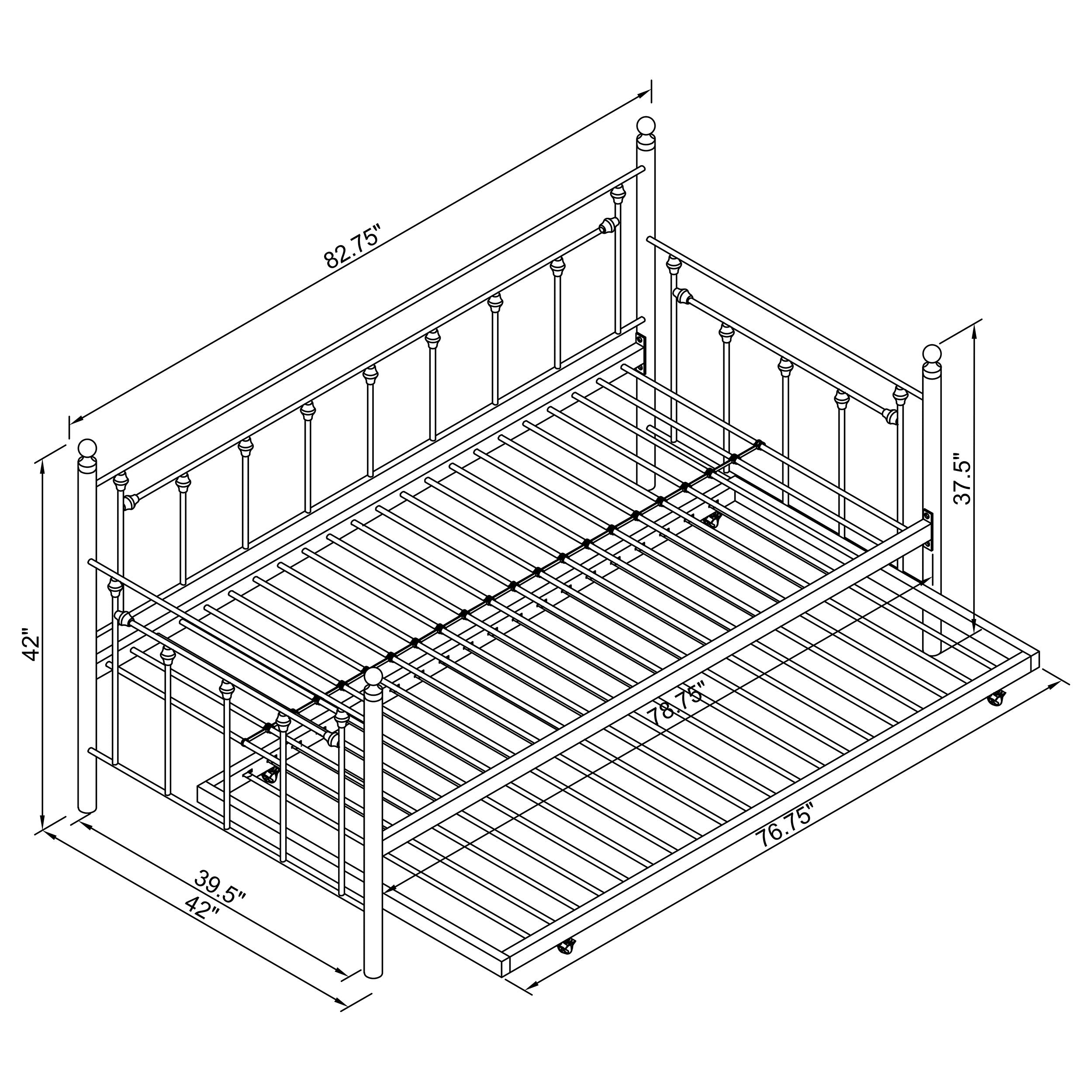 Nocus Metal Daybed with Trundle Gunmetal