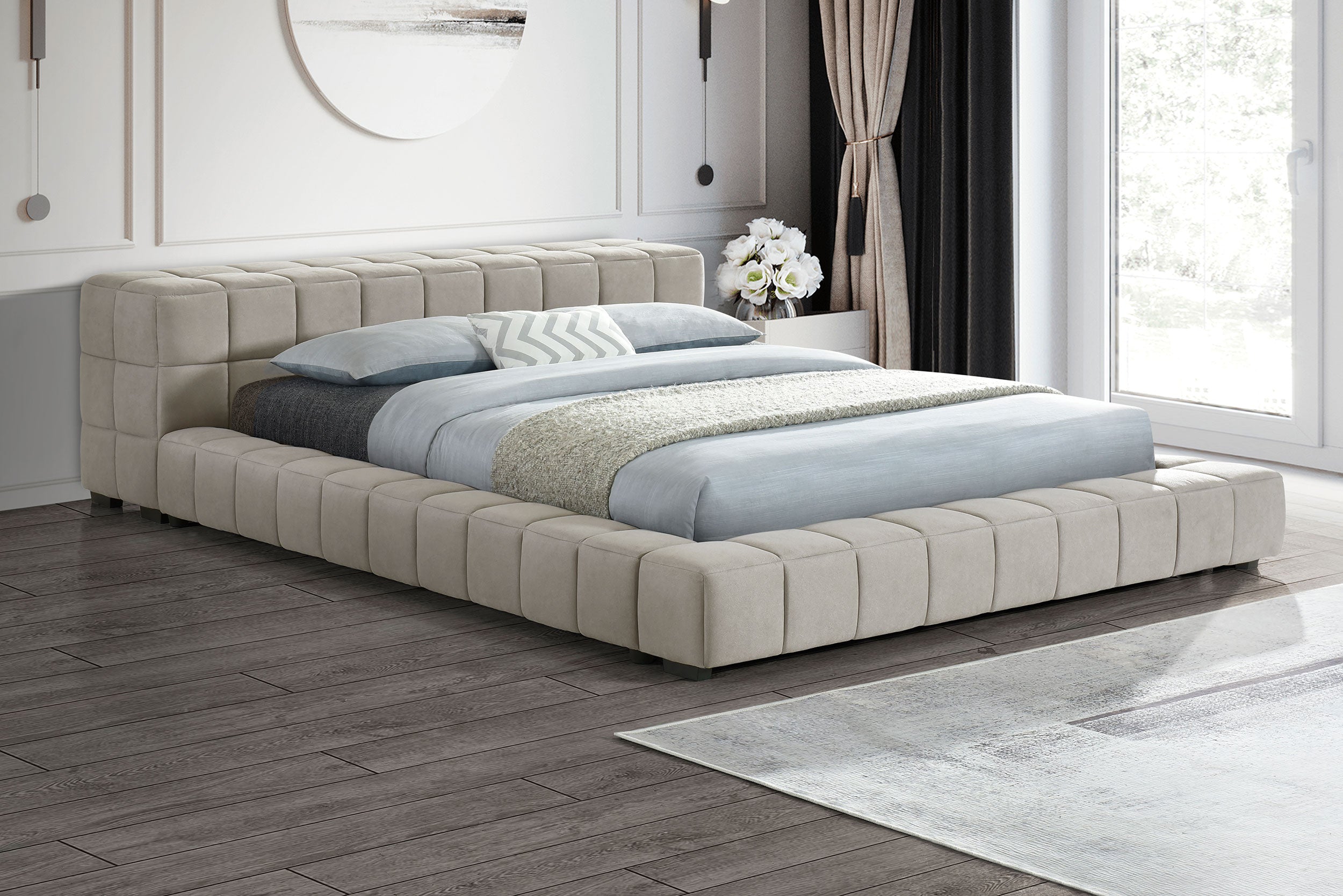 Trinity Upholstered Cal King Platform Bed Green