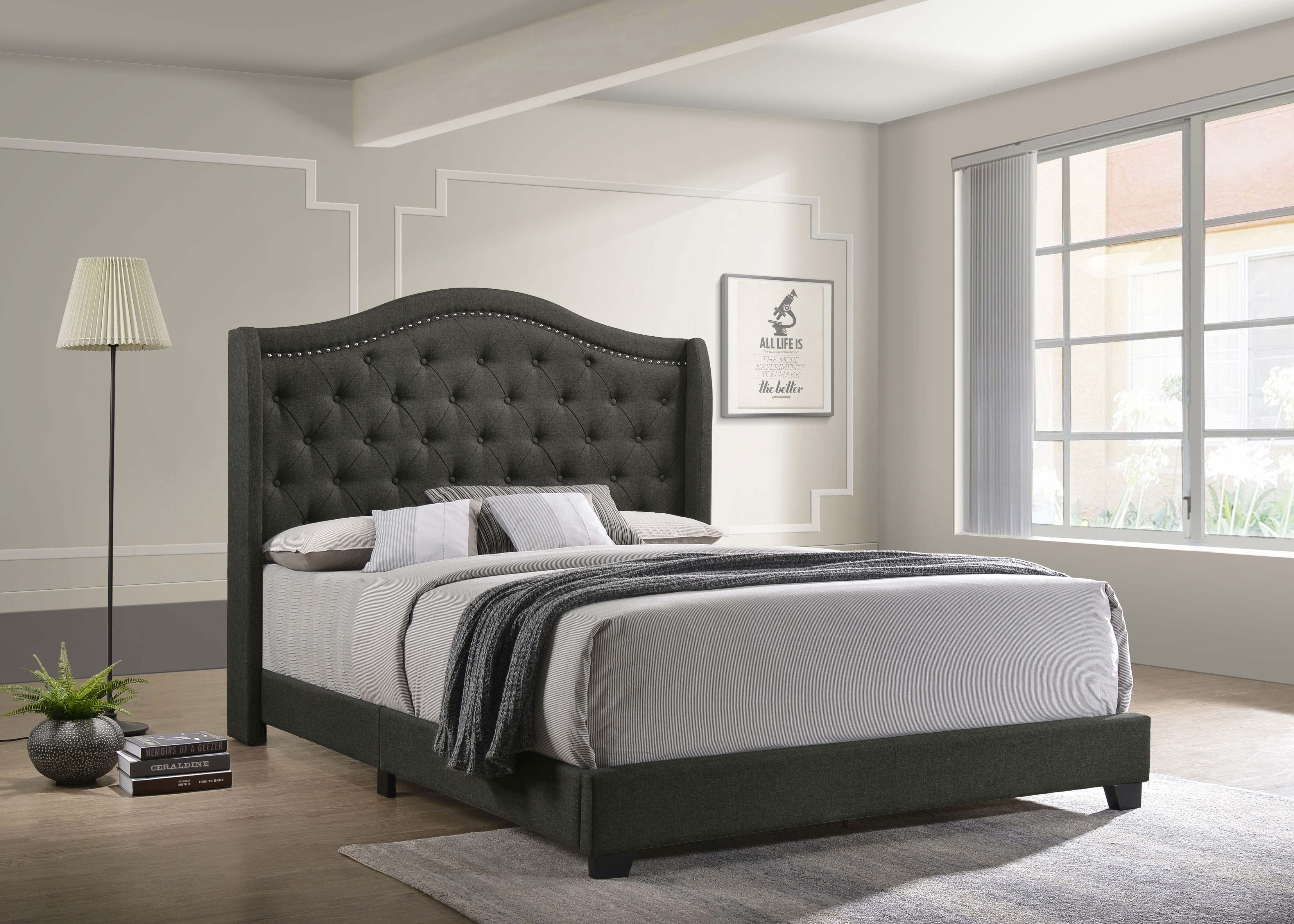 Sonoma Upholstered Wingback Bed Beige