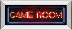 Game Room Neon Sign By Mollie B 18X42 Mirror Frame Print
