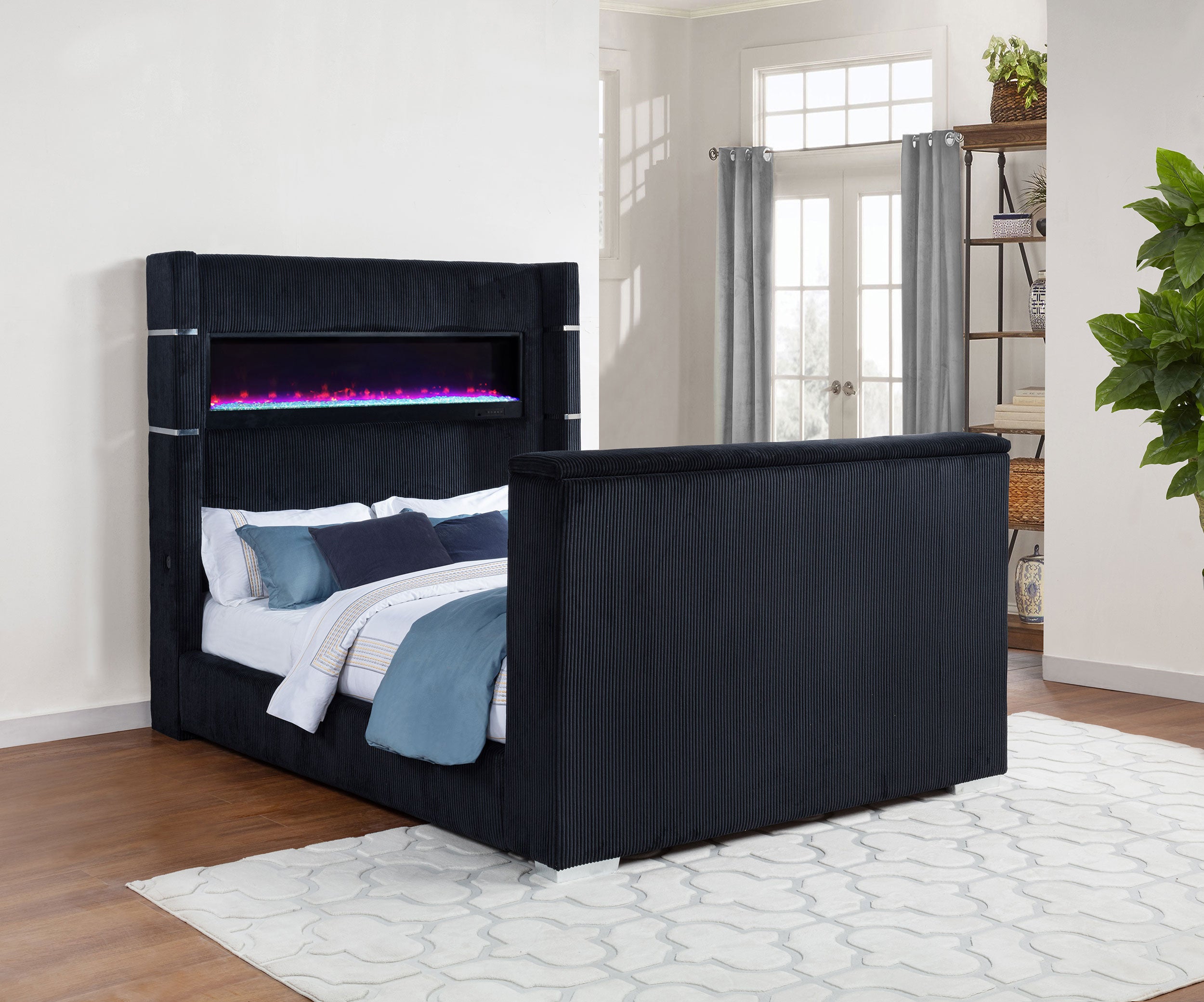 Tisdall Flame Visualizer Wingback TV Bed Black