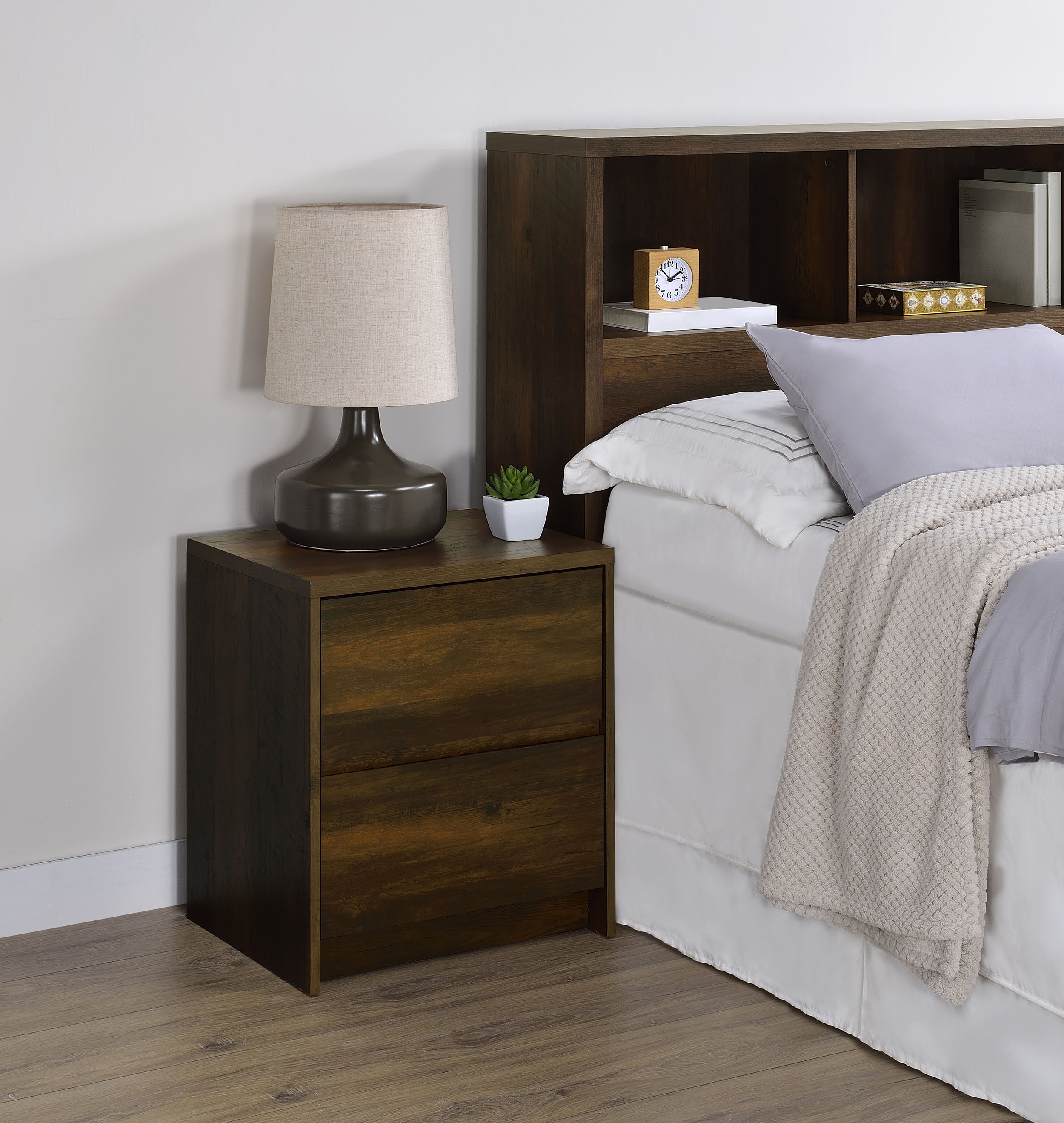 Westpark 2-drawer Nightstand LED Lights and USB Black