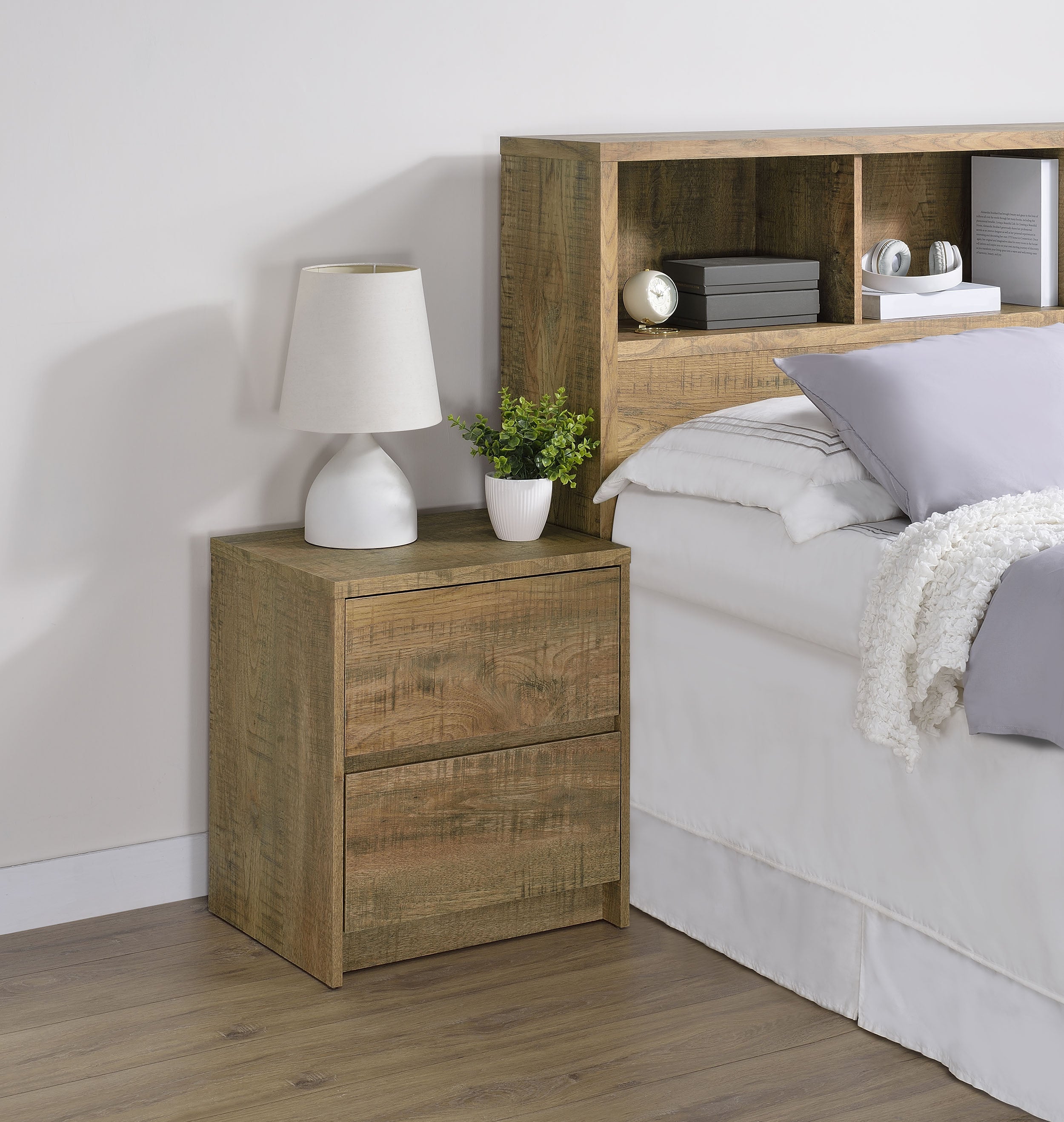 Westpark 2-drawer Nightstand LED Lights and USB Black