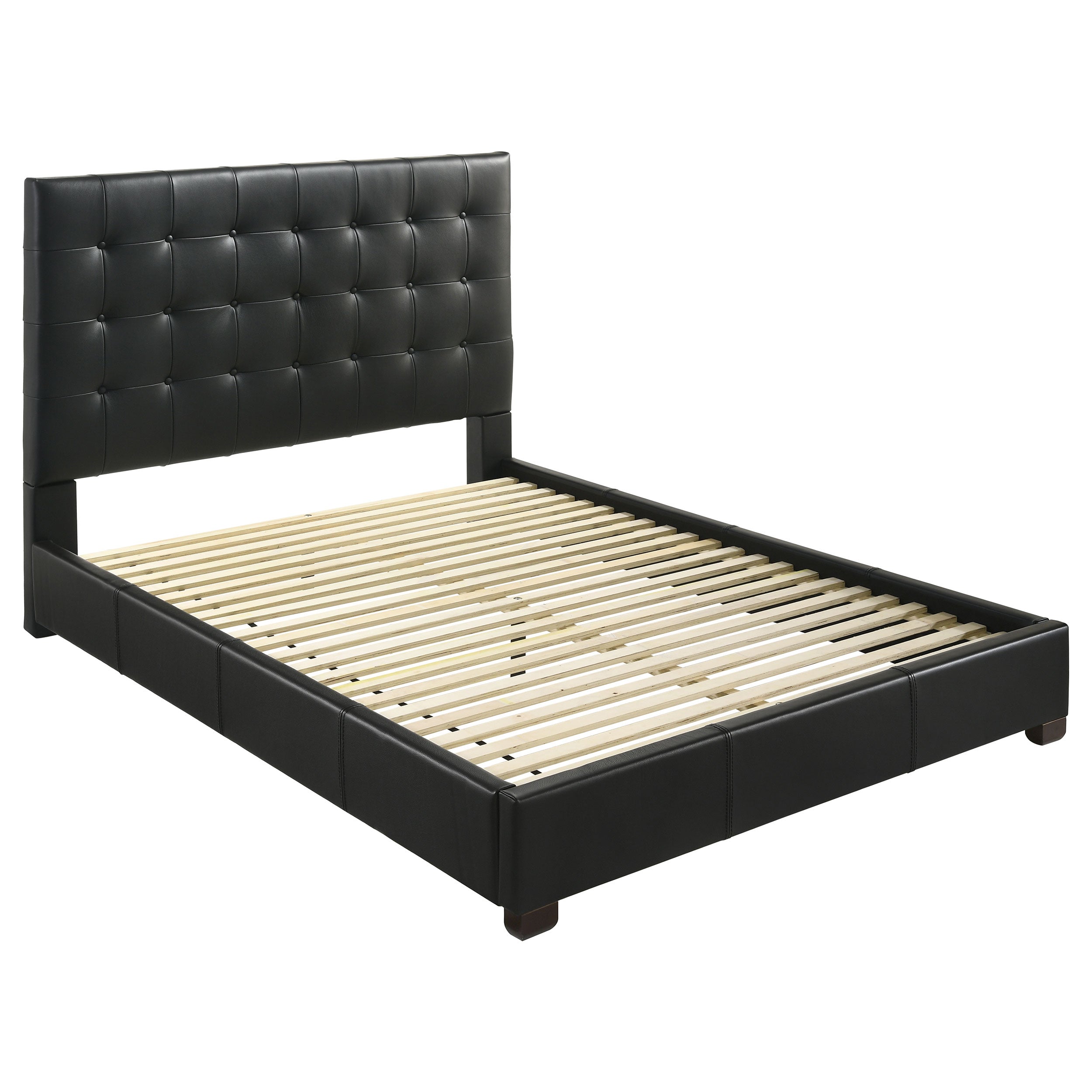 Medley Genuine Leather Panel Platform Bed Black