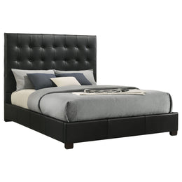Medley Genuine Leather Panel Platform Bed Black