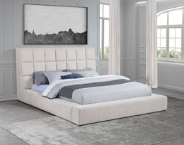 Dreux Upholstered Panel Platform Bed Cream