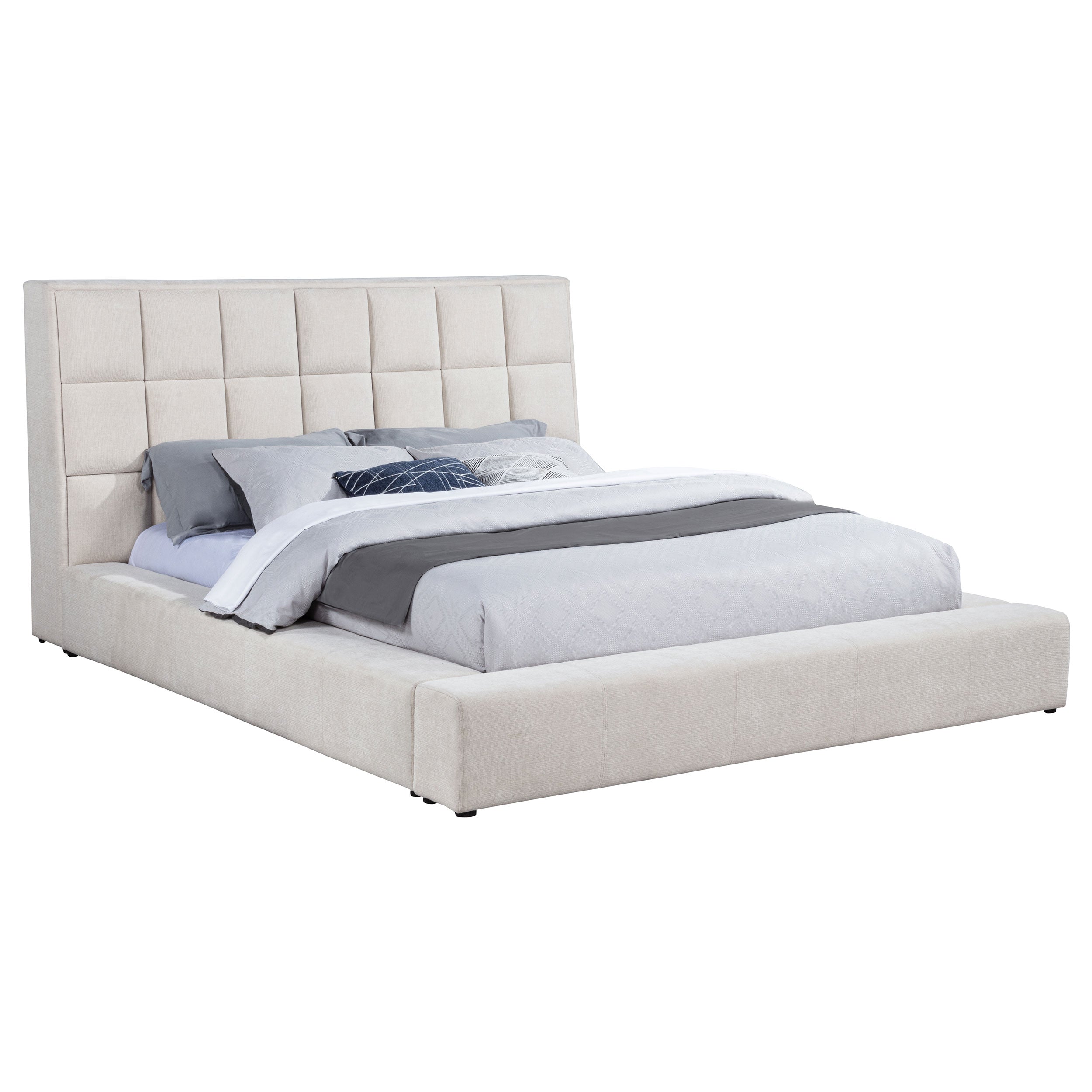Dreux Upholstered Panel Platform Bed Cream