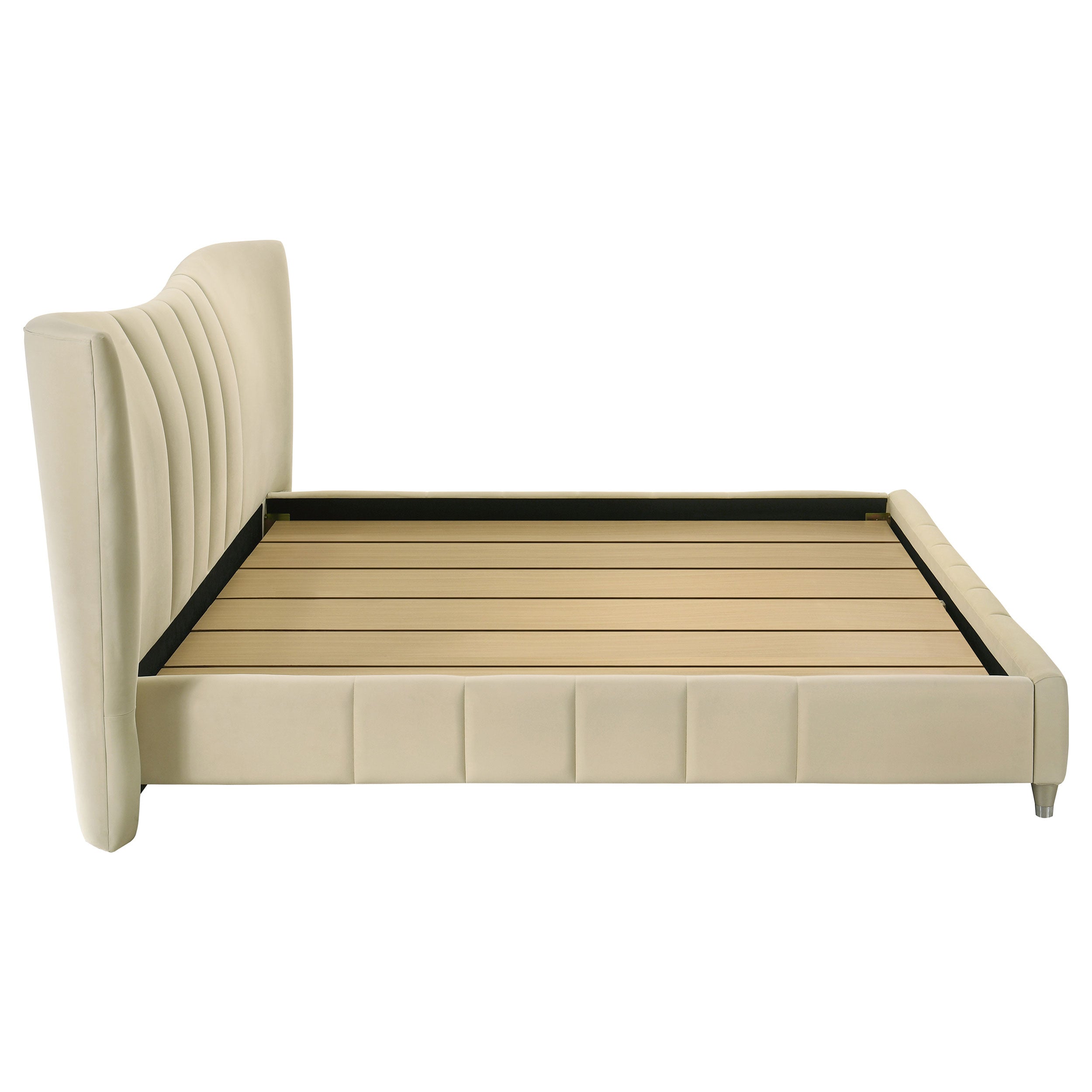 Evelyn Upholstered Panel Platform Bed Ivory