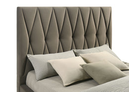 Delsea Upholstered Queen Panel Platform Bed Light Brown