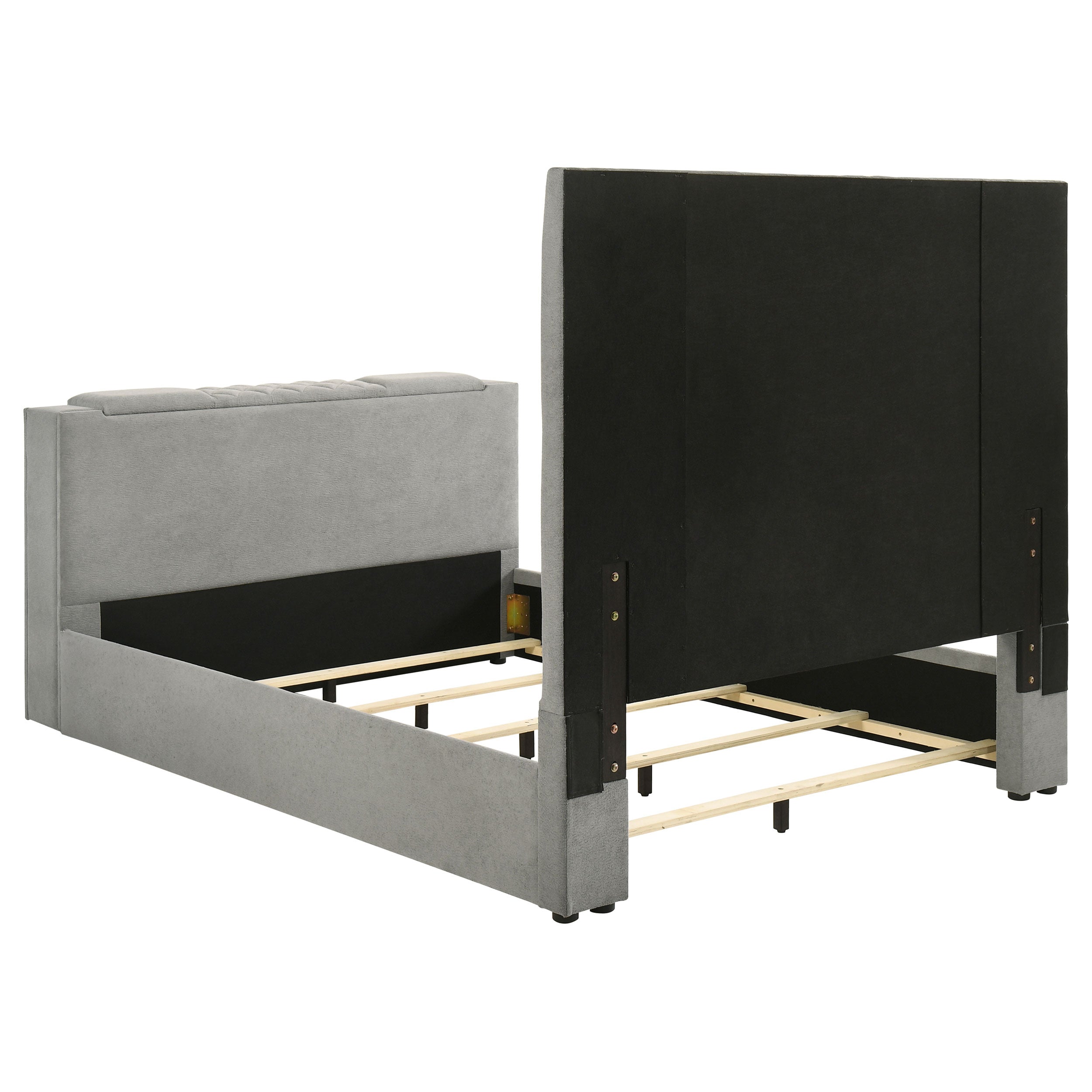 Tara 61-inch Upholstered Panel TV Bed Grey