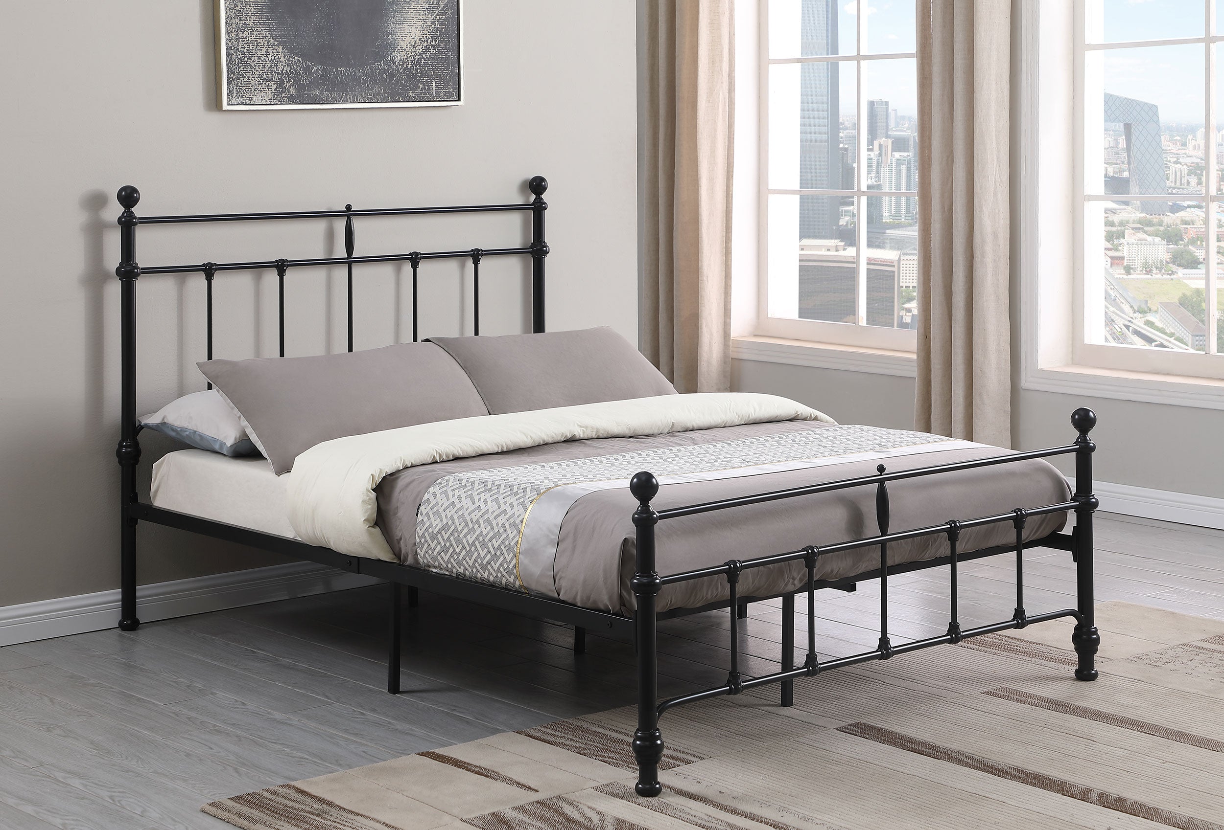 Novak 48-inch Metal Open Frame Bed Matte Black