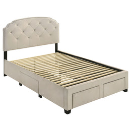 Marianna 4-drawer Upholstered Storage Bed Cream