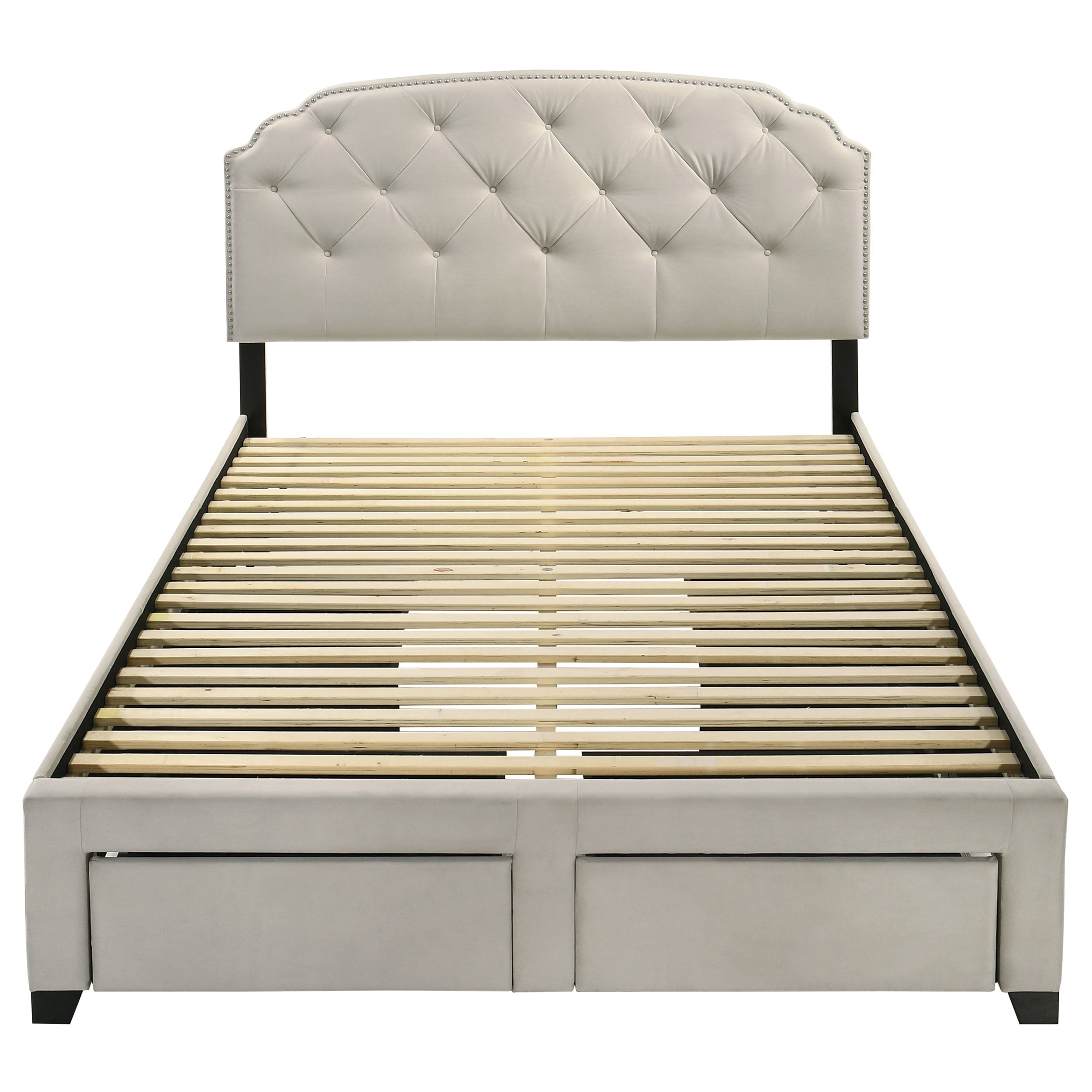Marianna 4-drawer Upholstered Storage Bed Cream