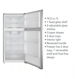 Insignia™ - 28 in. Wide 14.2 Cu. Ft. Top-Freezer Refrigerator with ENERGY STAR Certification - Stainless Steel