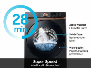 Package - Samsung - 5.0 Cu. Ft. High-Efficiency Stackable Smart Front Load Washer with Steam and Super Speed Wash and 7.5 Cu. Ft. Stackable Smart Electric Dryer with Steam and Sensor Dry - Brushed Black