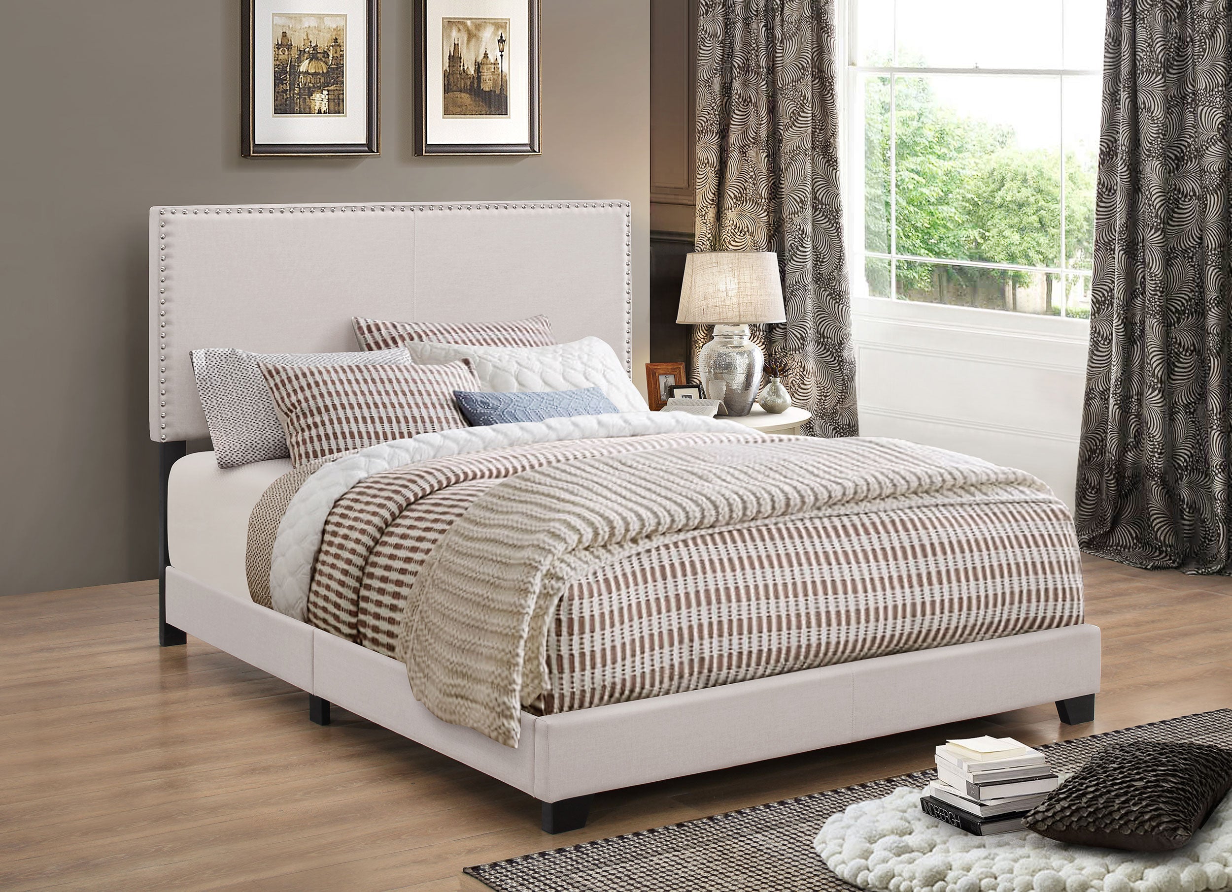 Boyd Upholstered California King Panel Bed Charcoal
