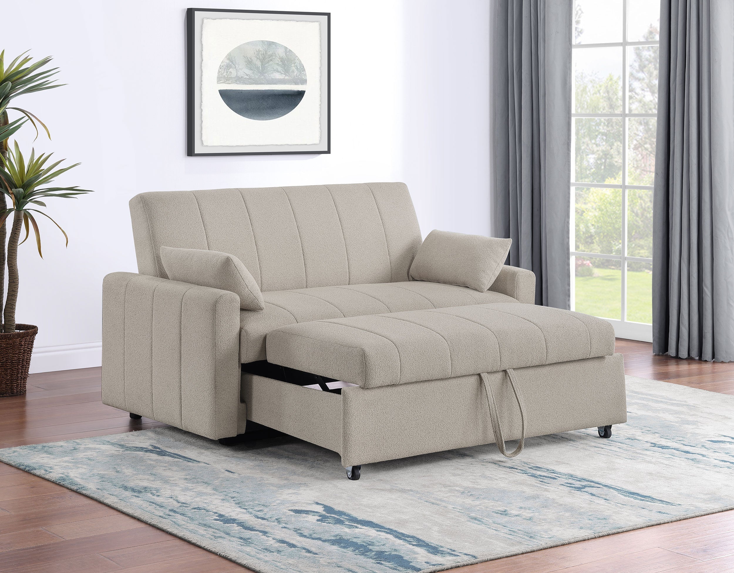 Portland Boucle Upholstered Sleeper Sofa Bed Copper