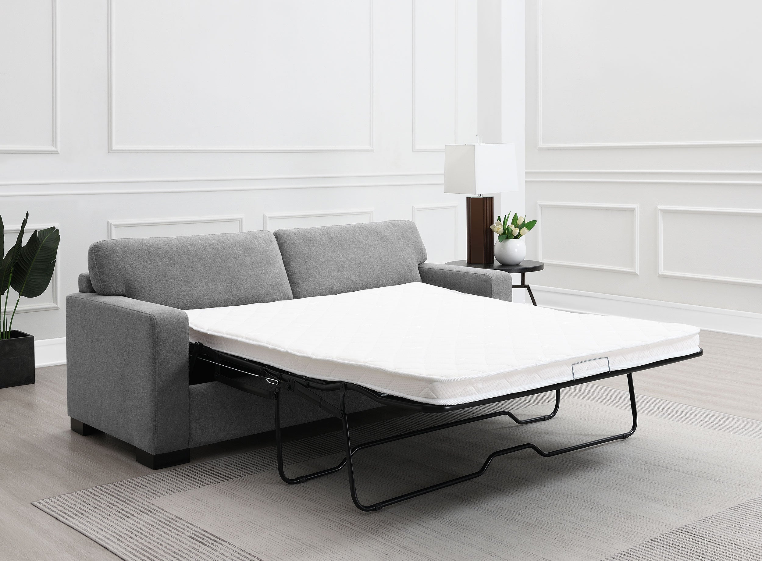 Simpson Upholstered Sofa Sleeper with Mattress Grey