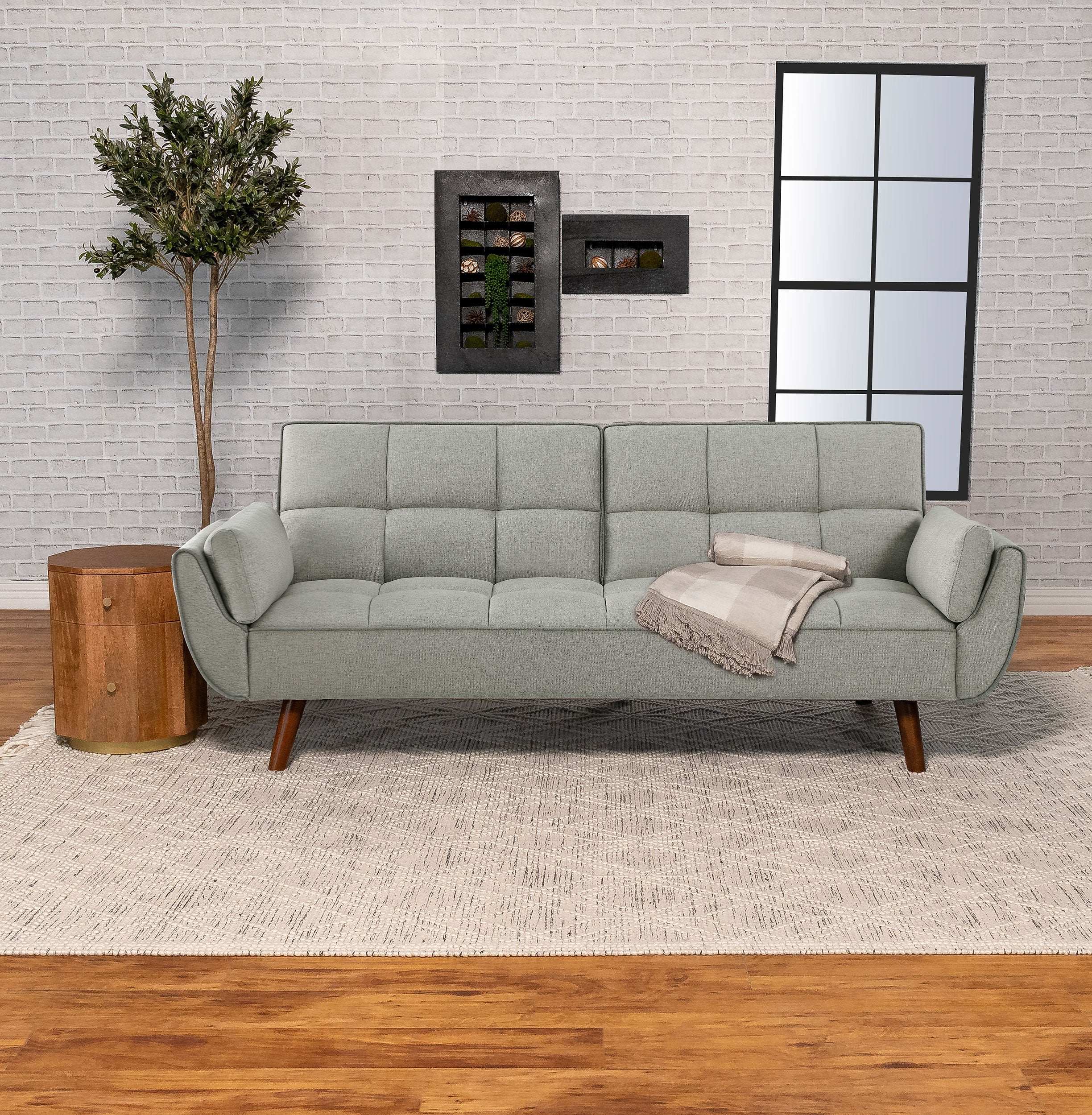 Caufield Upholstered Convertible Sofa Bed Turquoise Blue