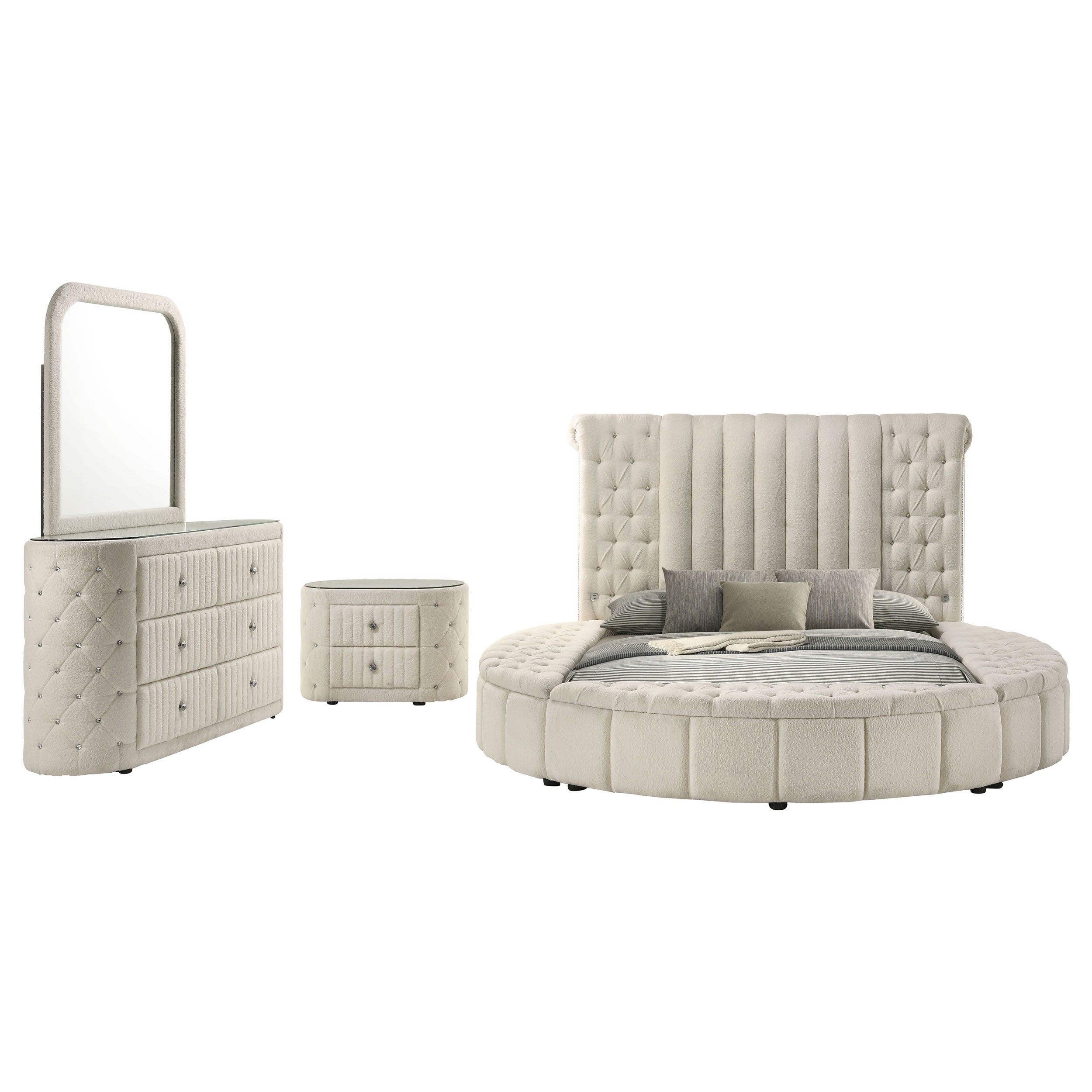 Sonya Upholstered Bedroom Set Ivory