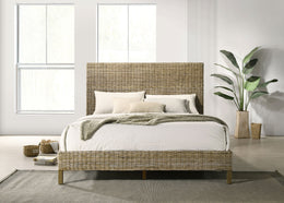 Zyla Woven Rattan California King Panel Headboard Kubu Grey
