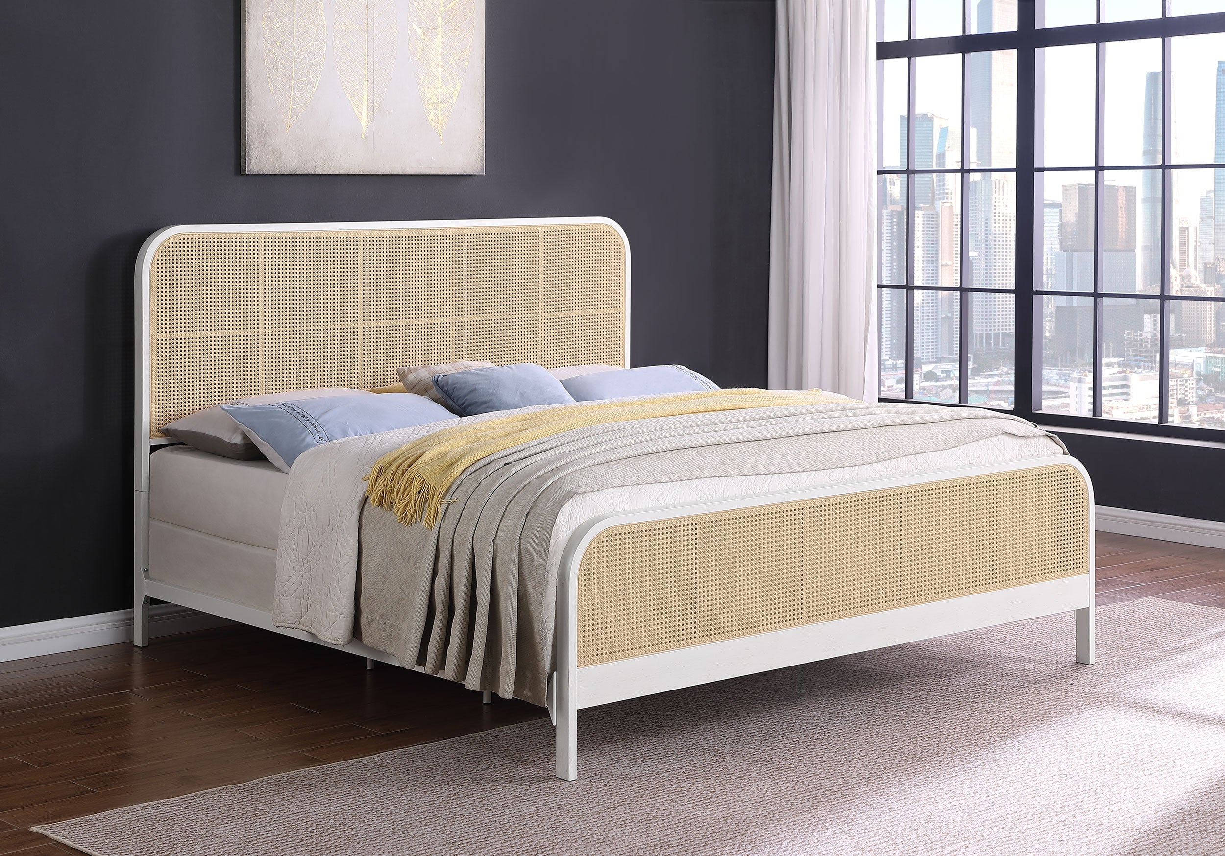 Lanewood Open Cane Webbing Metal Bed Black