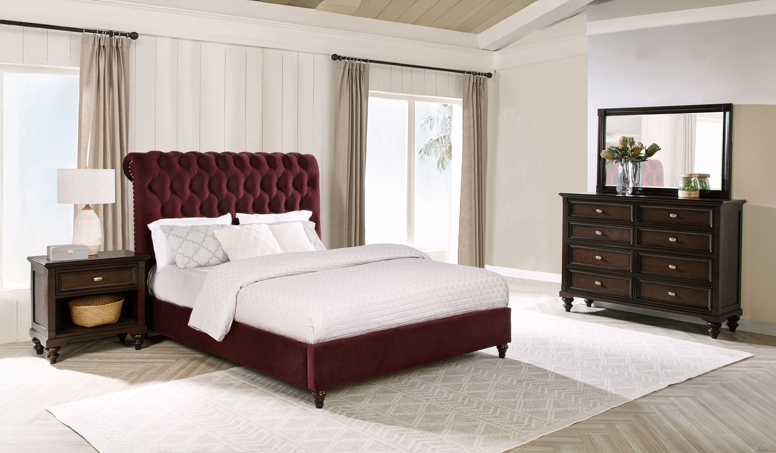 Devon California King Bedroom Set Beige and Oak