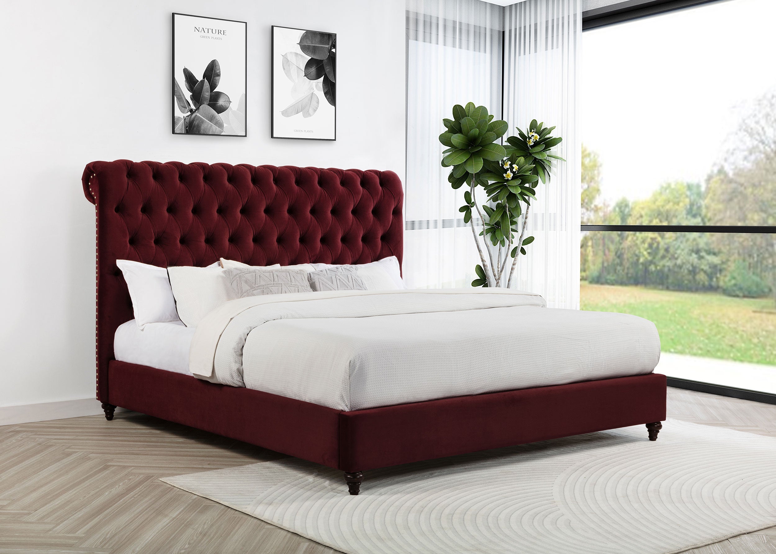 Devon 57-inch Upholstered California King Panel Bed Beige