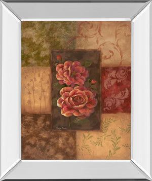Mirrored Frame Camellias On Chocolate By Vivian Flasch 22X26 Mirror Frame Print