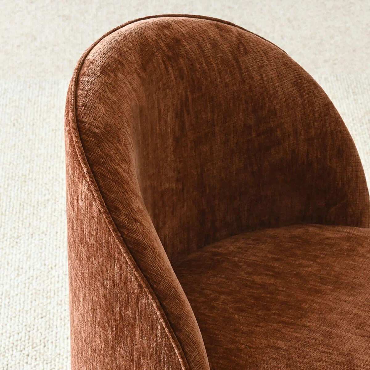4 - Person Dining Table Sets With (Natural) Round Table & 4 Upholstered Fabric Chairs (Rust)