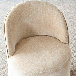 4 - Person Dining Table Sets With (Natural) Round Table & 4 Upholstered Fabric Chairs (Soft Tan)