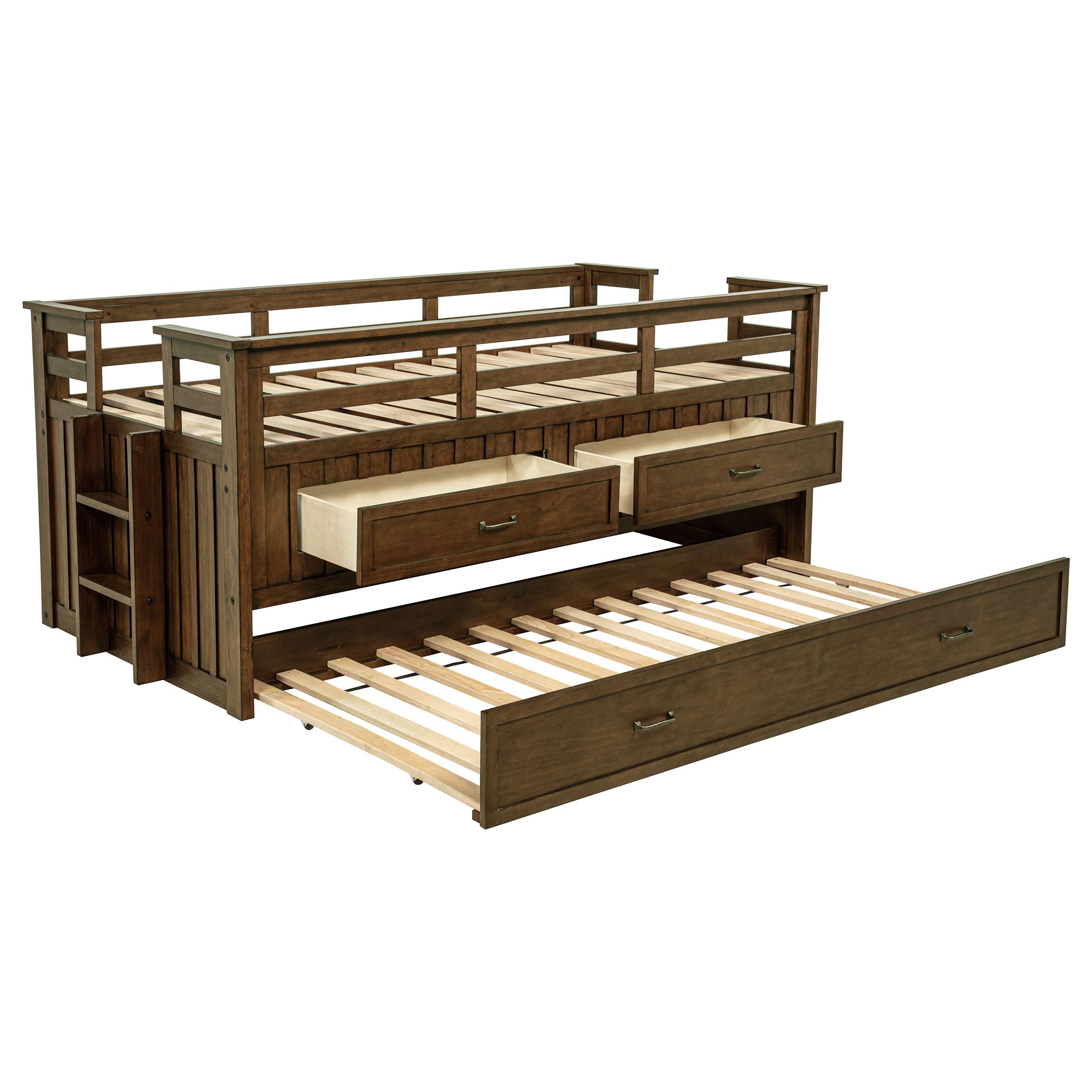 Carlsbad Wood Captains Bed With Trundle Medium Brown