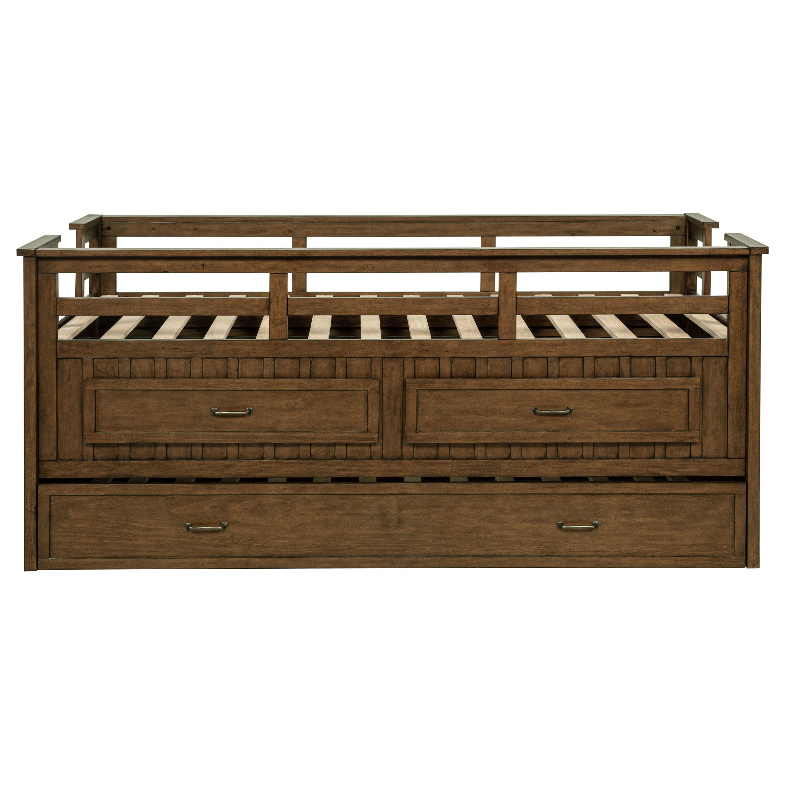 Carlsbad Wood Captains Bed With Trundle Medium Brown