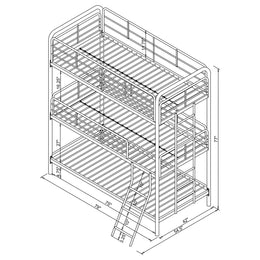 Garner Metal Triple Bunk Bed Gunmetal