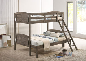 Flynn Wood Bunk Bed with Mattress Weathered Brown