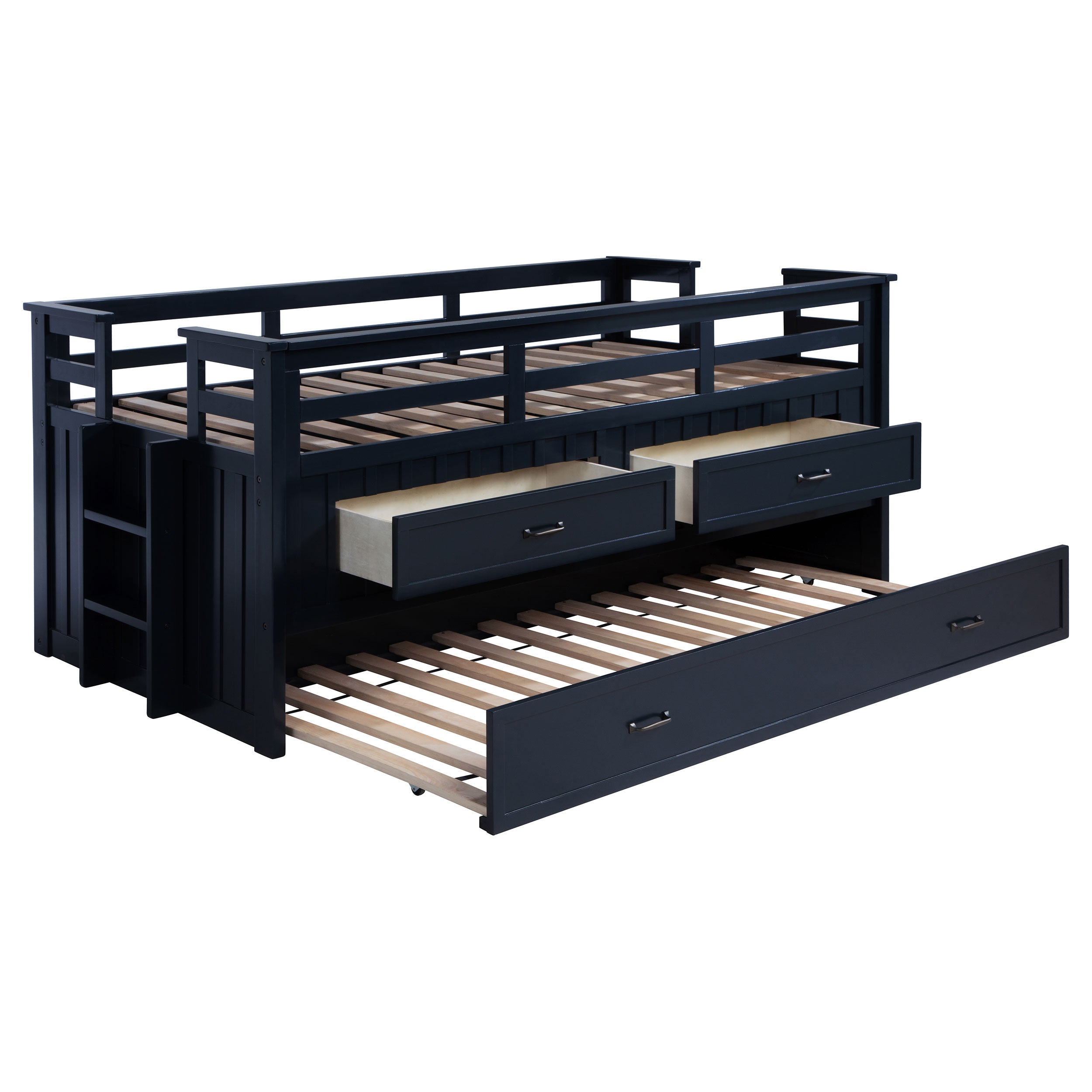 Carlsbad Wood Captains Bed With Trundle Medium Brown