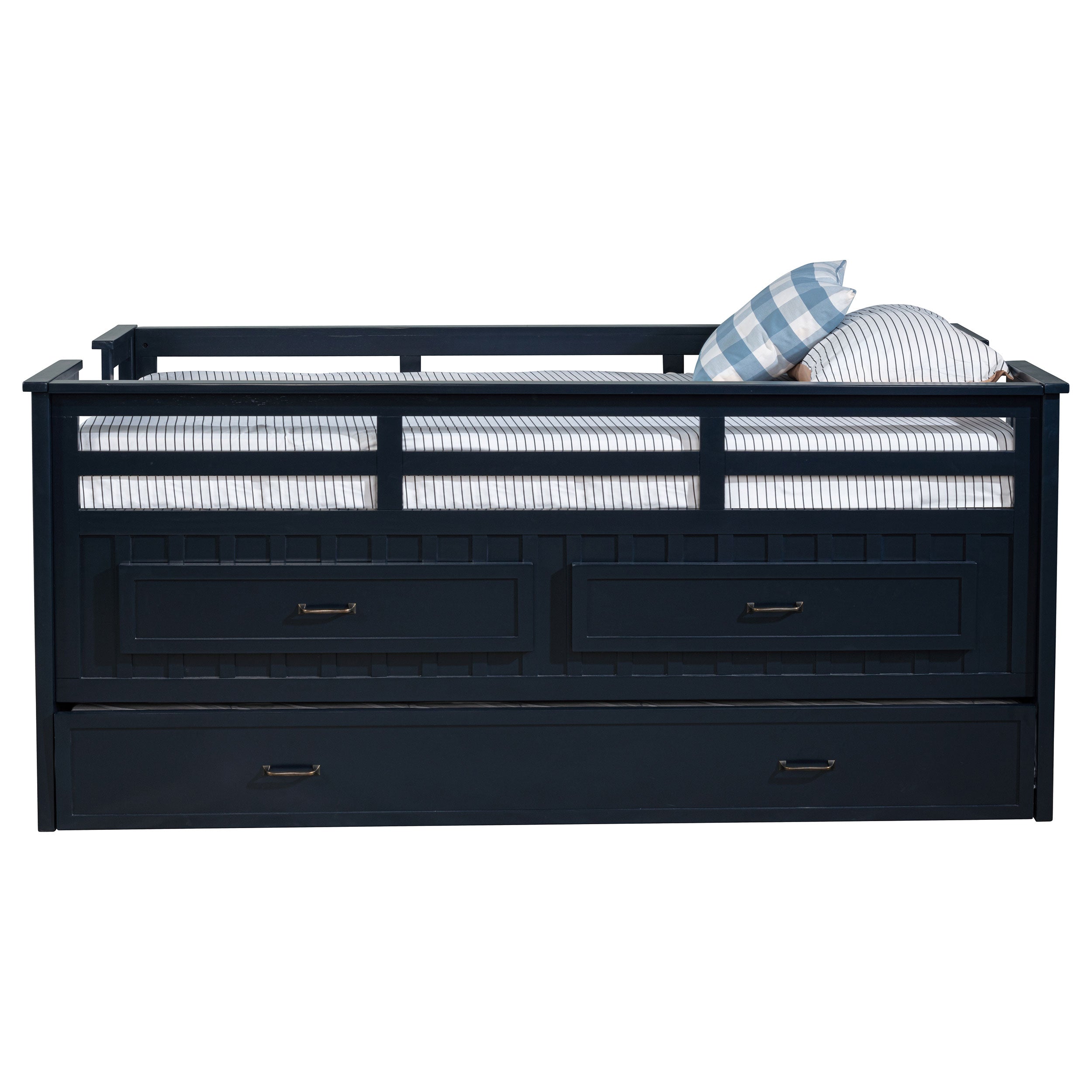 Carlsbad Wood Captains Bed With Trundle Medium Brown