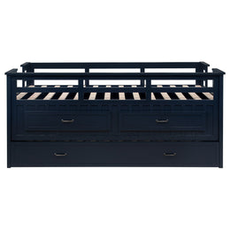 Carlsbad Wood Captains Bed With Trundle Medium Brown