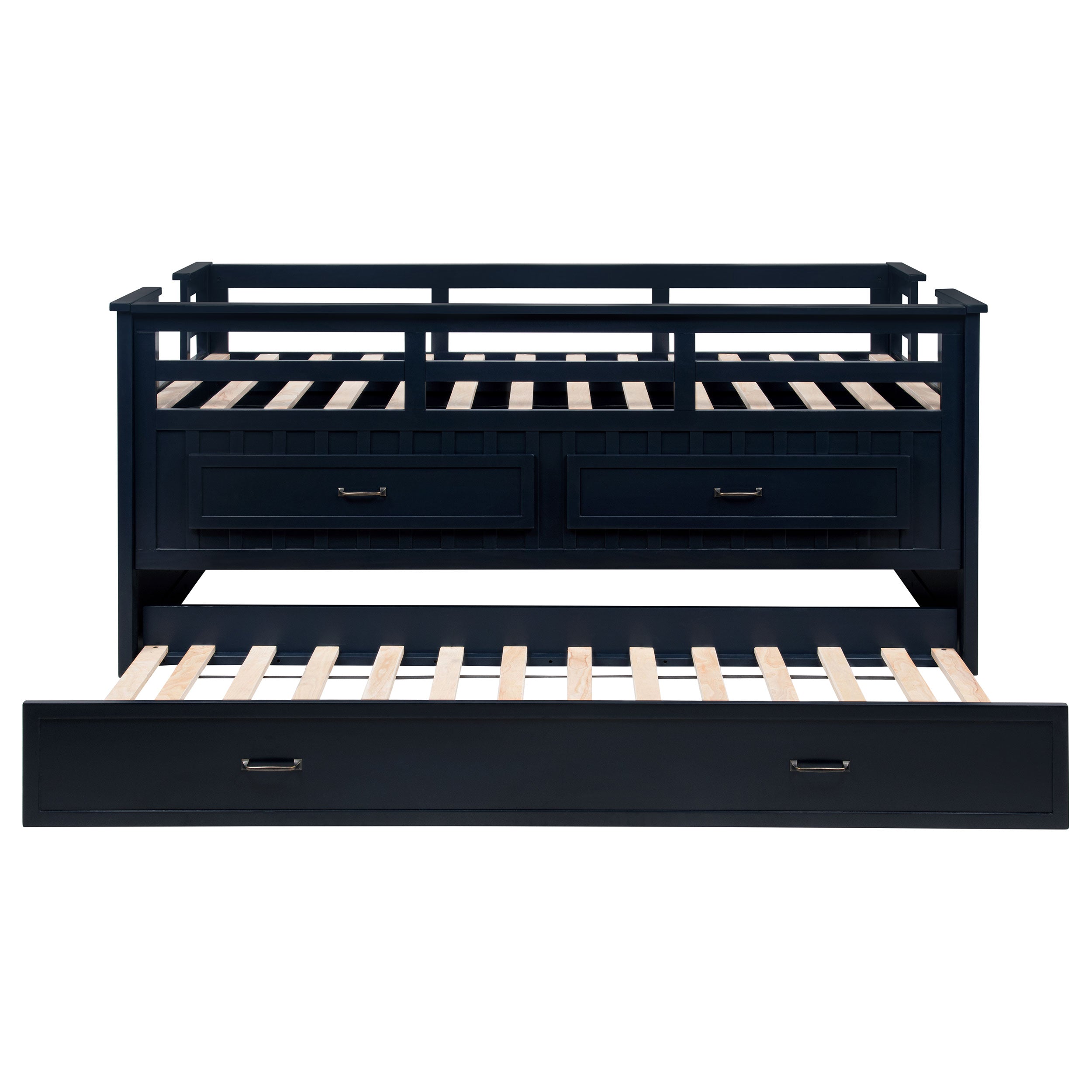 Carlsbad Wood Captains Bed With Trundle Medium Brown