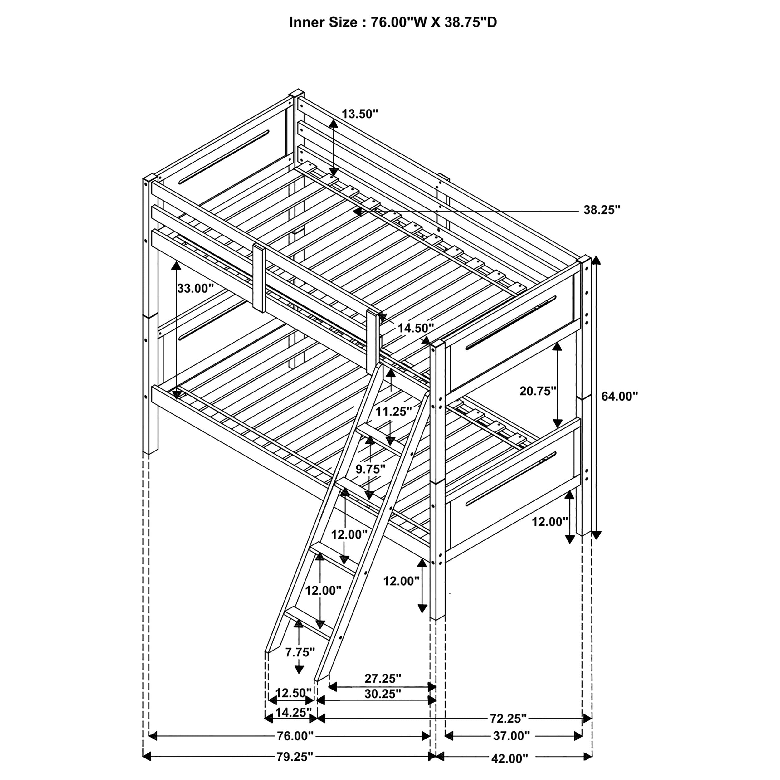 Littleton Wood Over Bunk Bed Black
