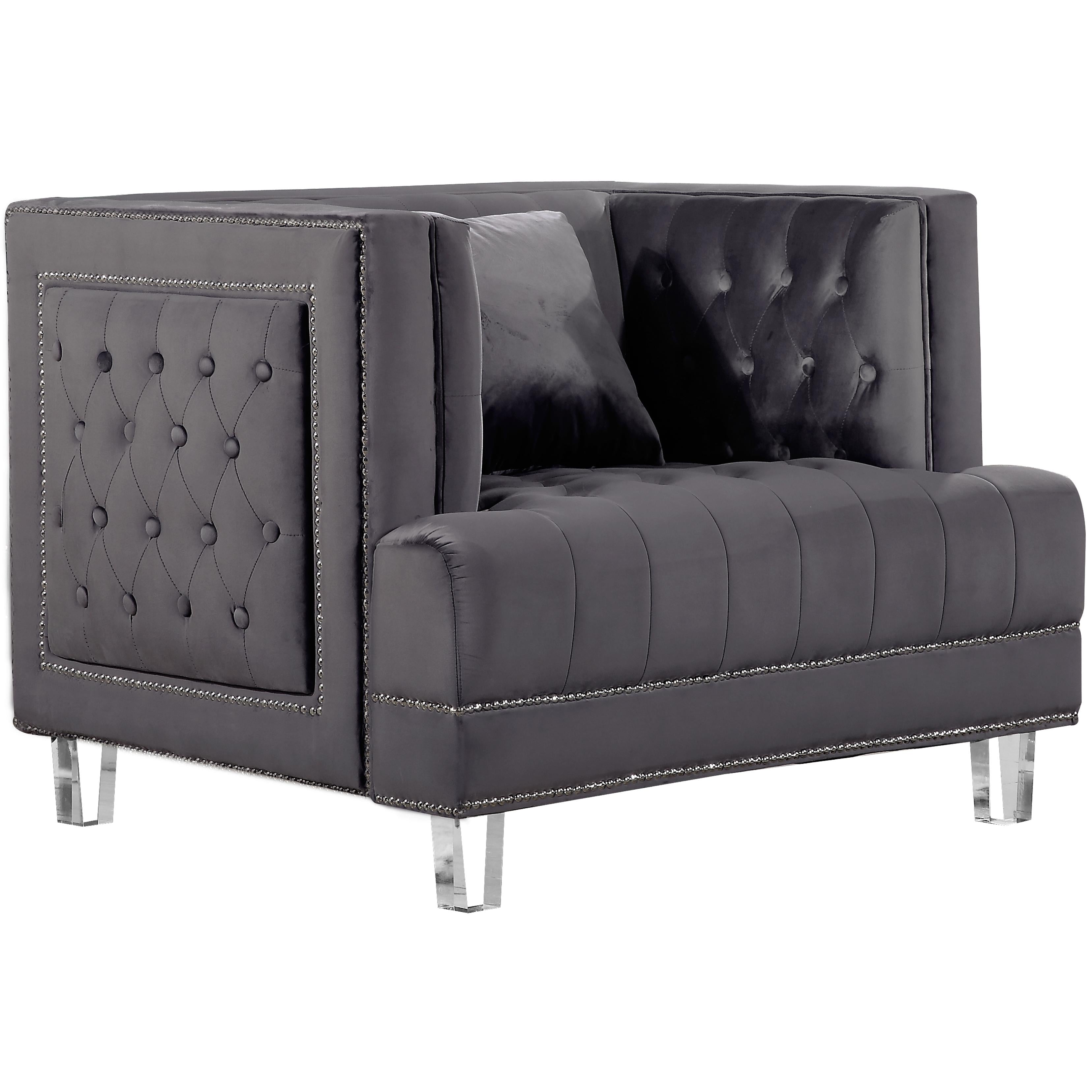 Meridian Lucas Grey Velvet Chair