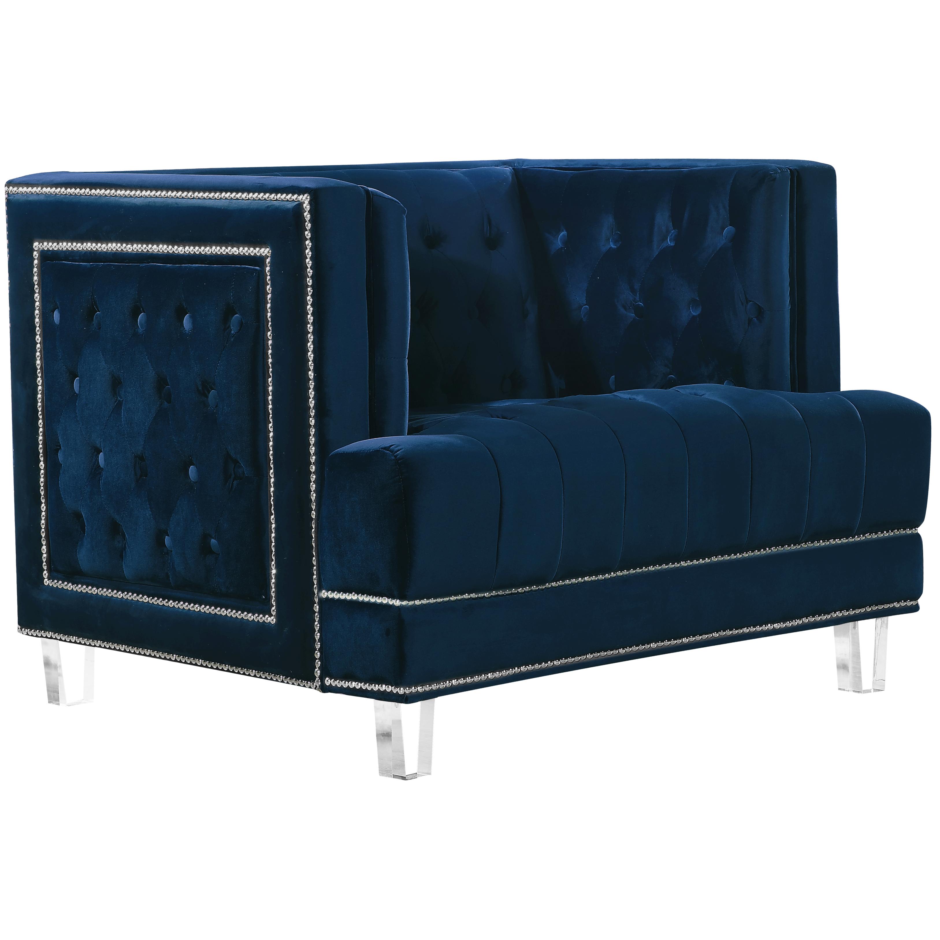 Meridian Lucas Navy Velvet Chair