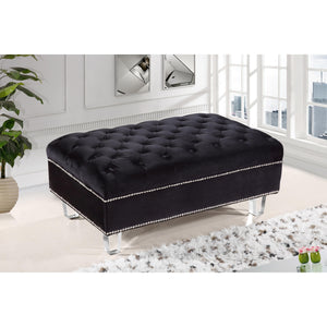 Meridian Lucas Black Velvet Ottoman
