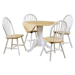 Allison Round Drop Leaf Dining Table Set White